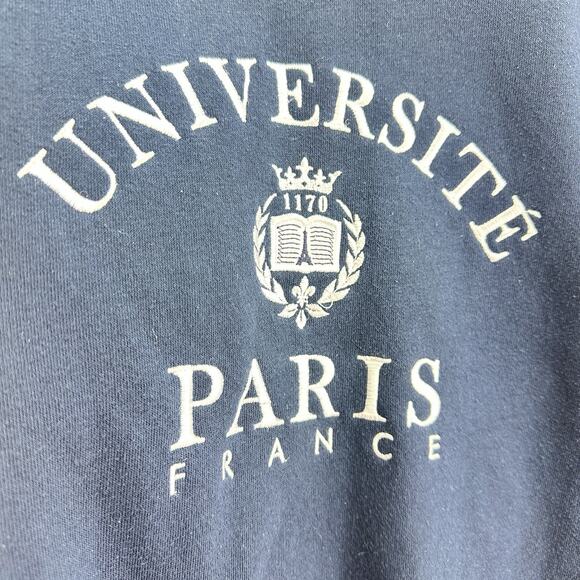 Universite Paris Crewneck Sweatshirt Size L, Navy Blue, 21x27 - Picture 2 of 8